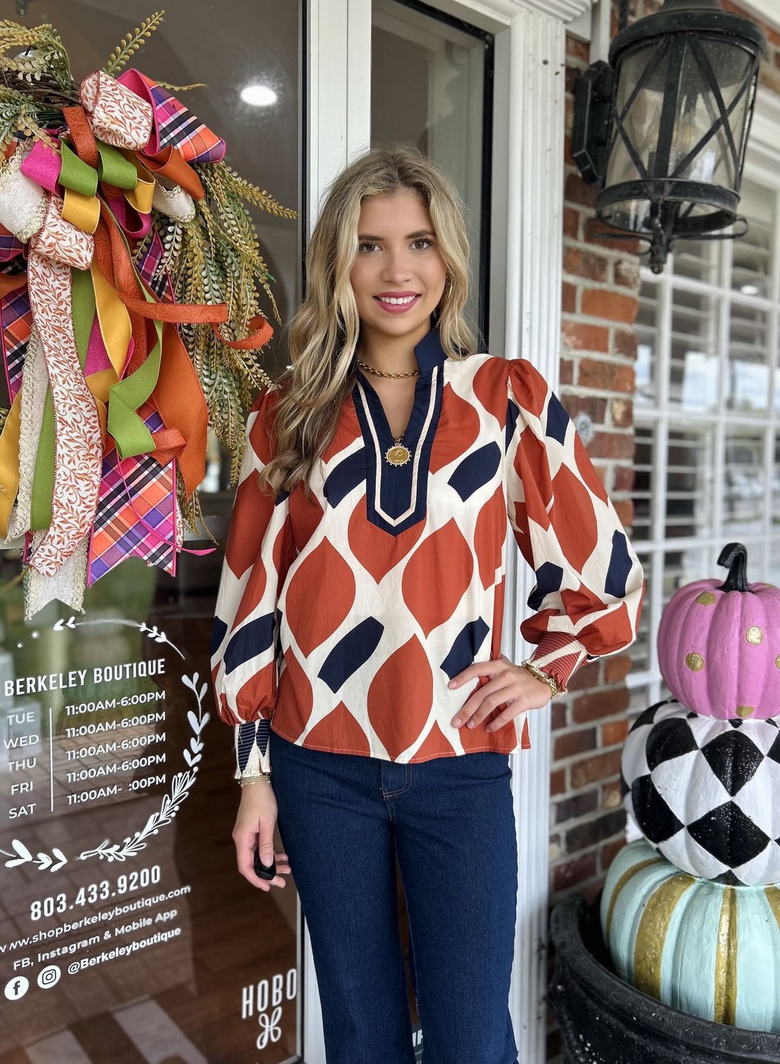 Time And Time Again Rust/Navy Top