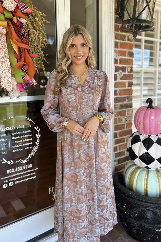 You&#39;re The One Brown And Blue Floral Maxi