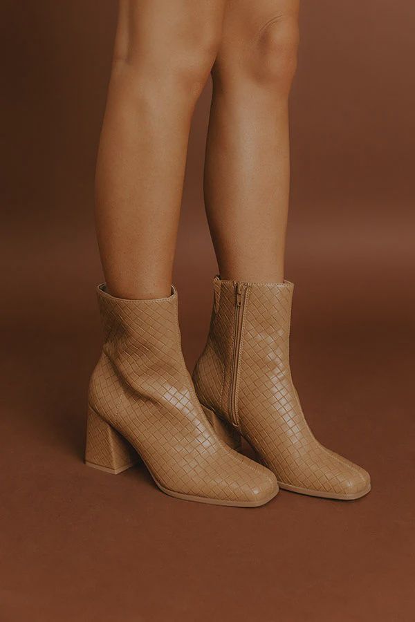 From Here On, Camel Woven Ankle Boots