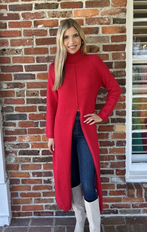 Made for More, Red Split Long Sweater