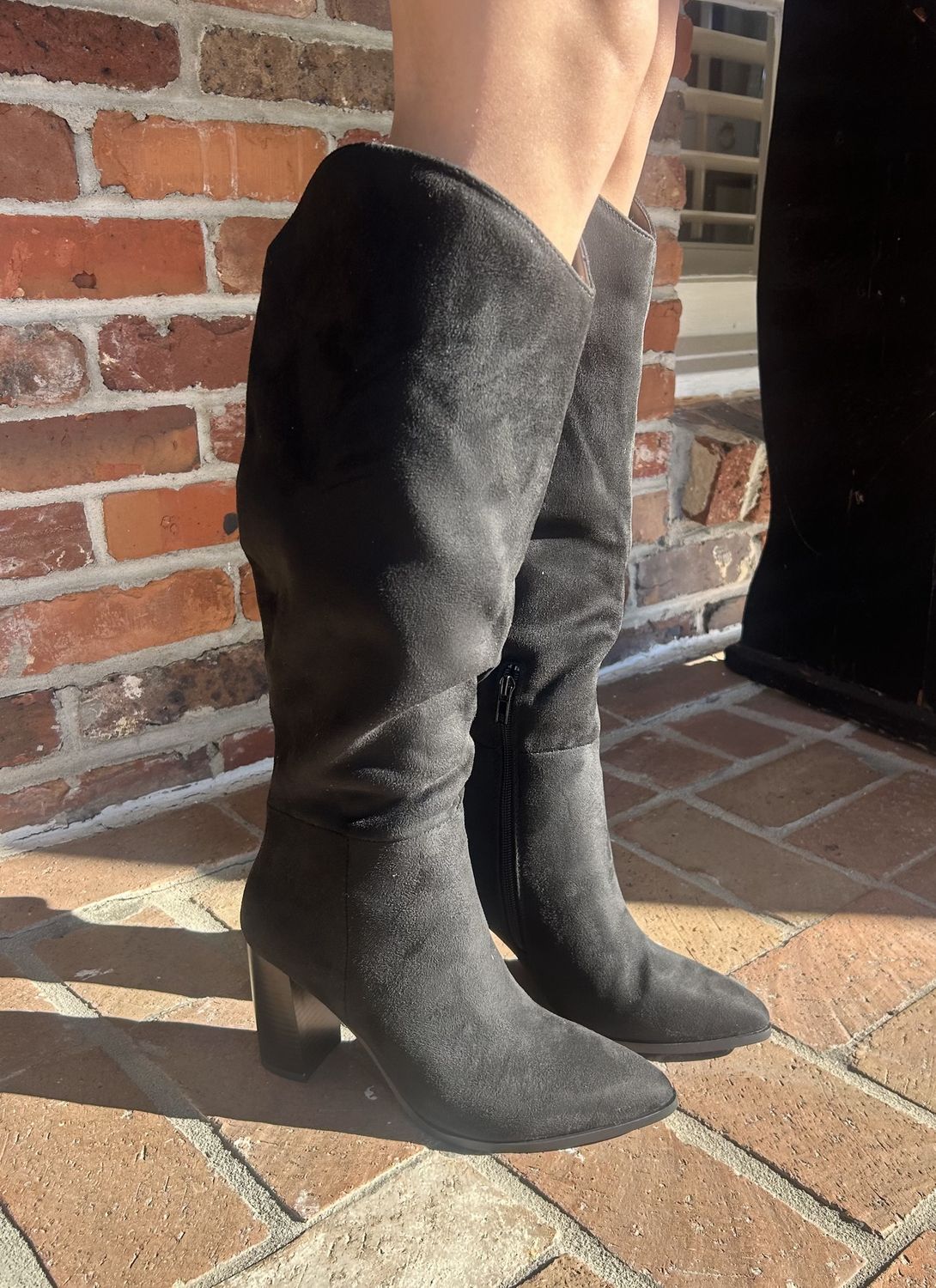 From here on Black, Suede Knee High Boots