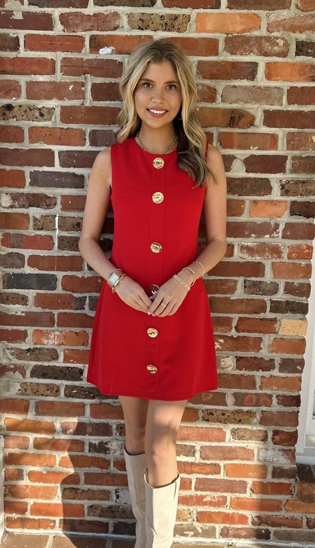 Hope Of It All Red Button Down Dress