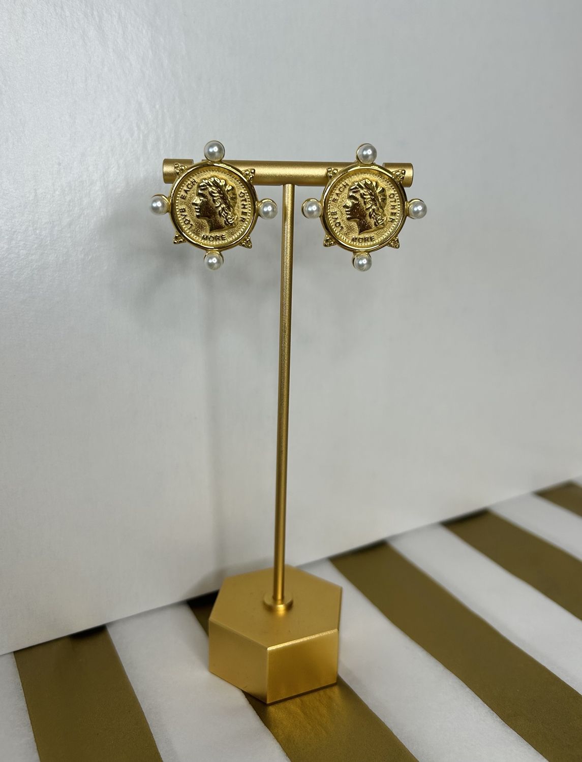 Water Resistant Pearl Coin Earrings