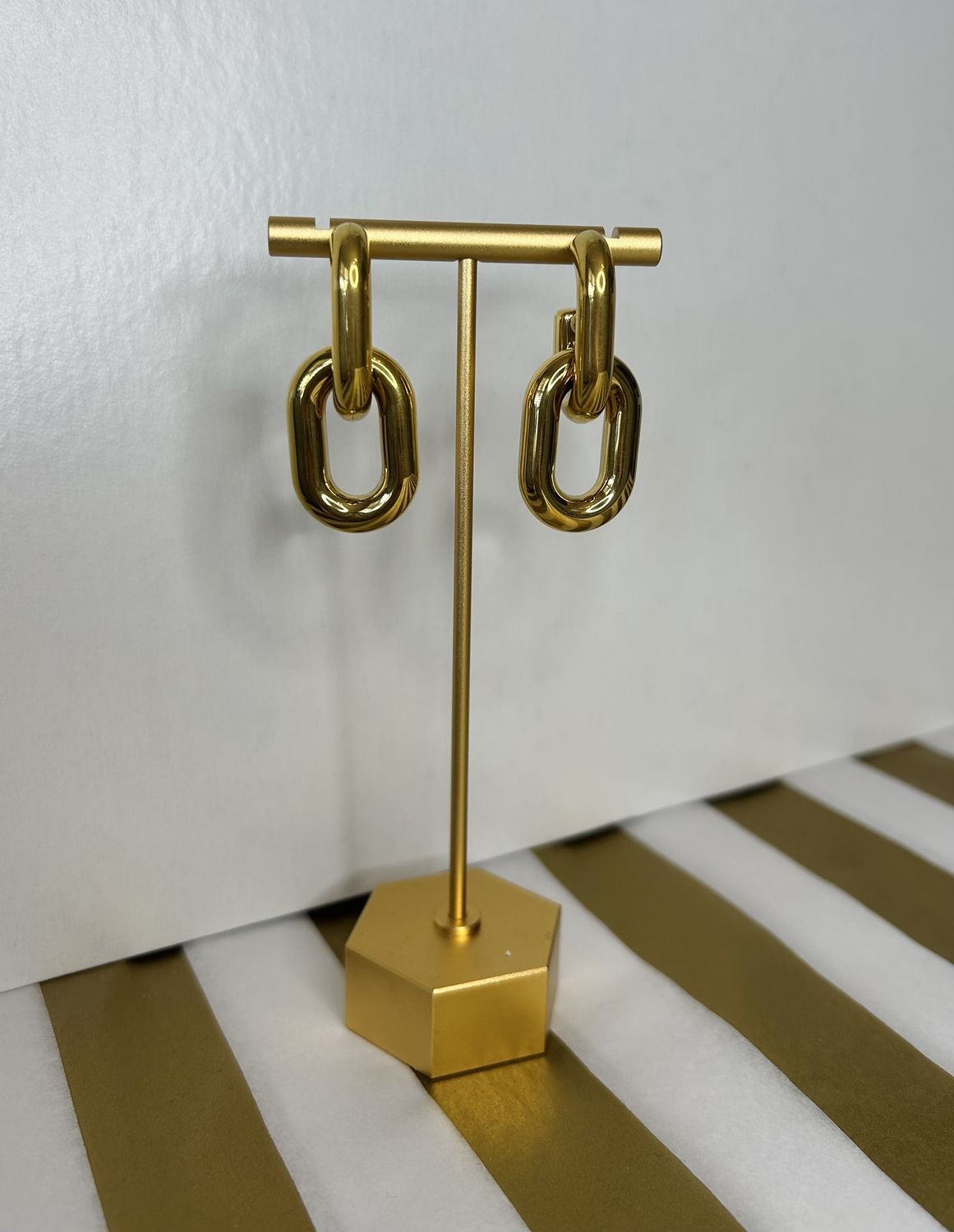 Lock &amp; Chain Water Resistant Earrings