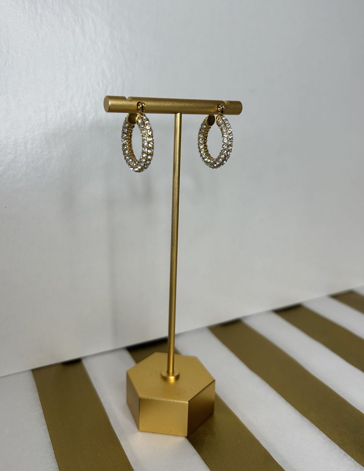 Water Resistant Gold Diamond Hoops