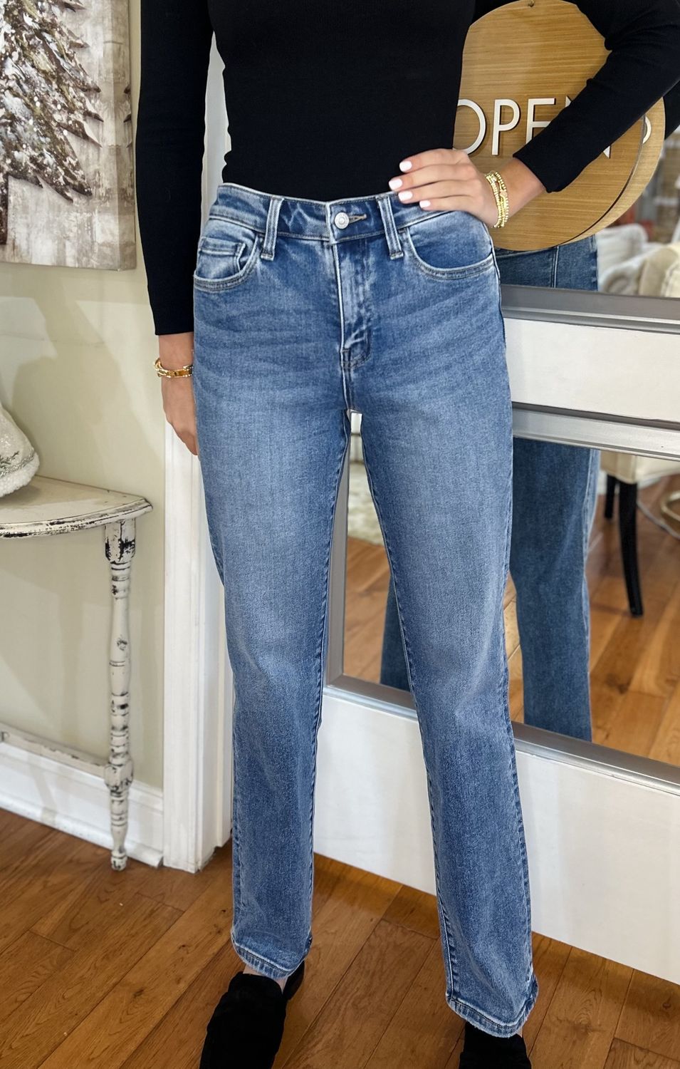 Simply Stated, High Rise Straight Denim