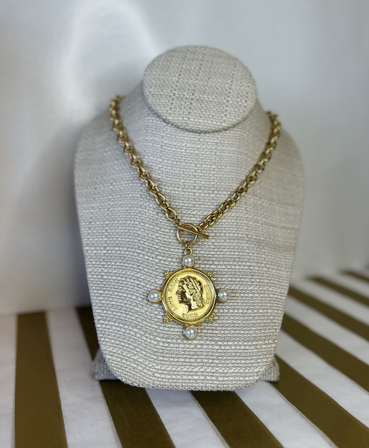 Water Resistant Pearl Coin Necklace