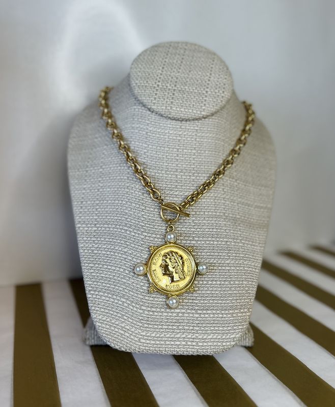 Water Resistant Pearl Coin Necklace