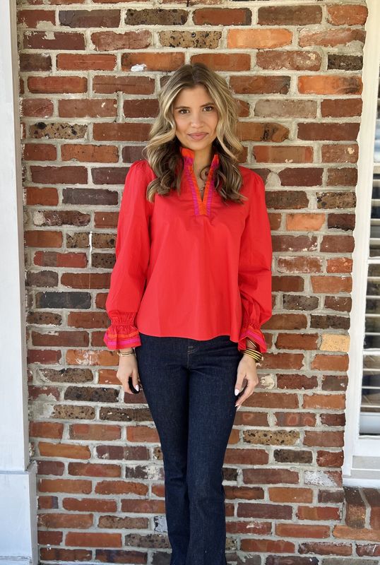 You'll Catch On Red/Pink Top