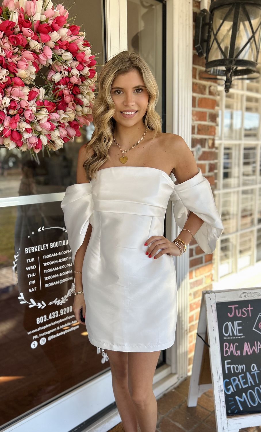 White Puff Sleeve Dress