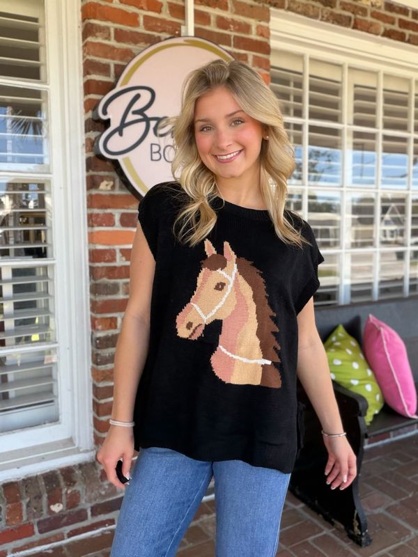 Saddle Up Horsey Sweater Vest