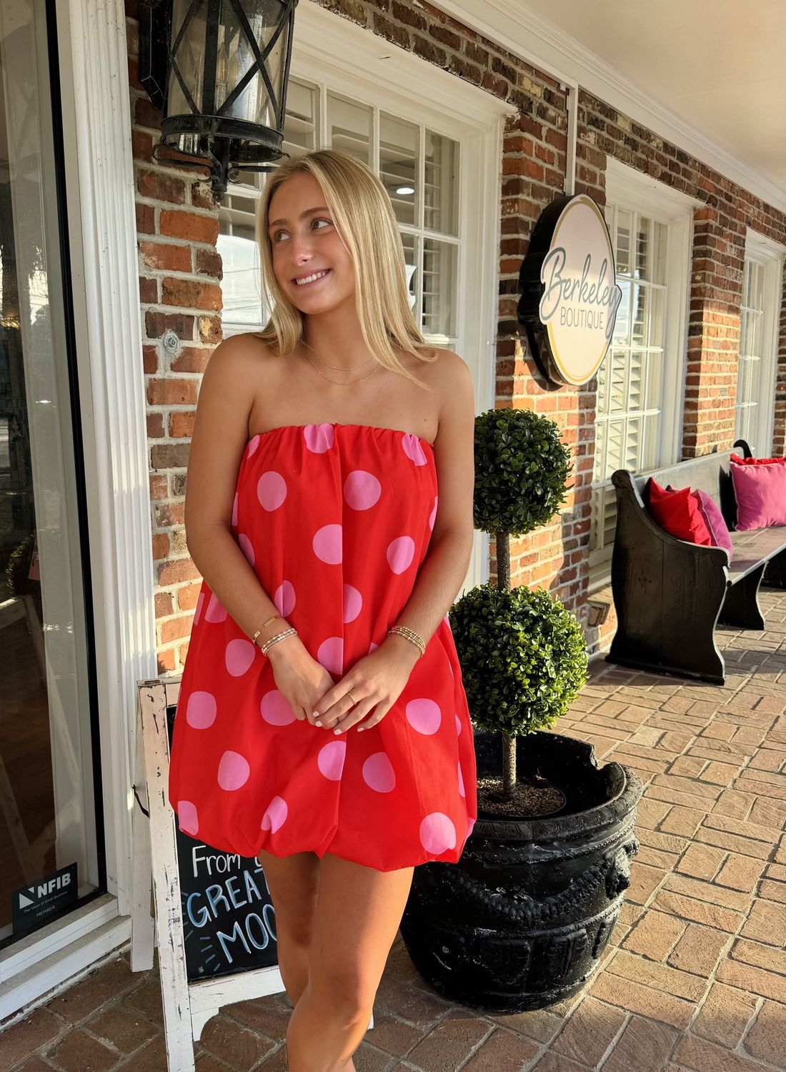 Let's Get It Going Red Polka Dot Bubble Balloon Dress