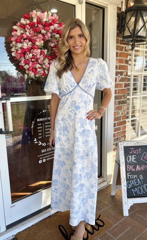 I'm Free To Be Blue Floral Maxi