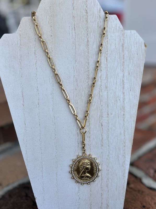 Water Resistant Lariat Coin Necklace