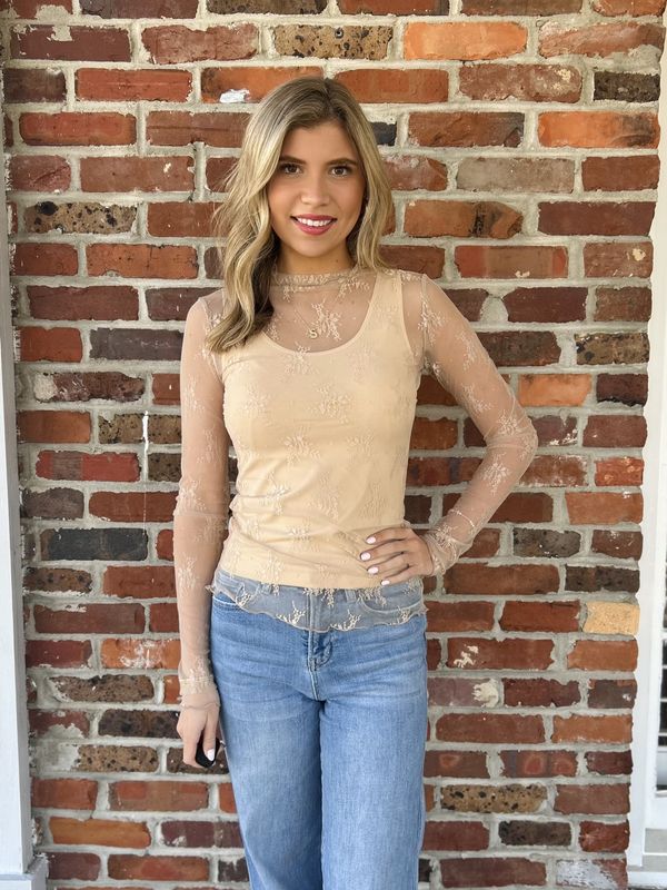 Sheer Lace Beige Top