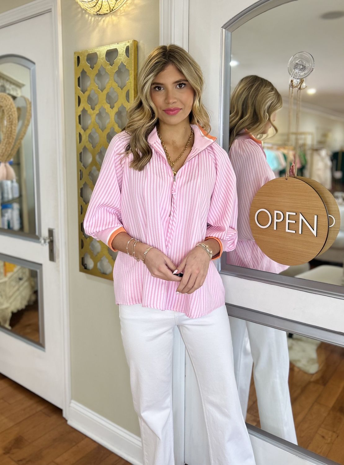 Goes Without Saying, 3/4 Sleeve Half Zip Up Top