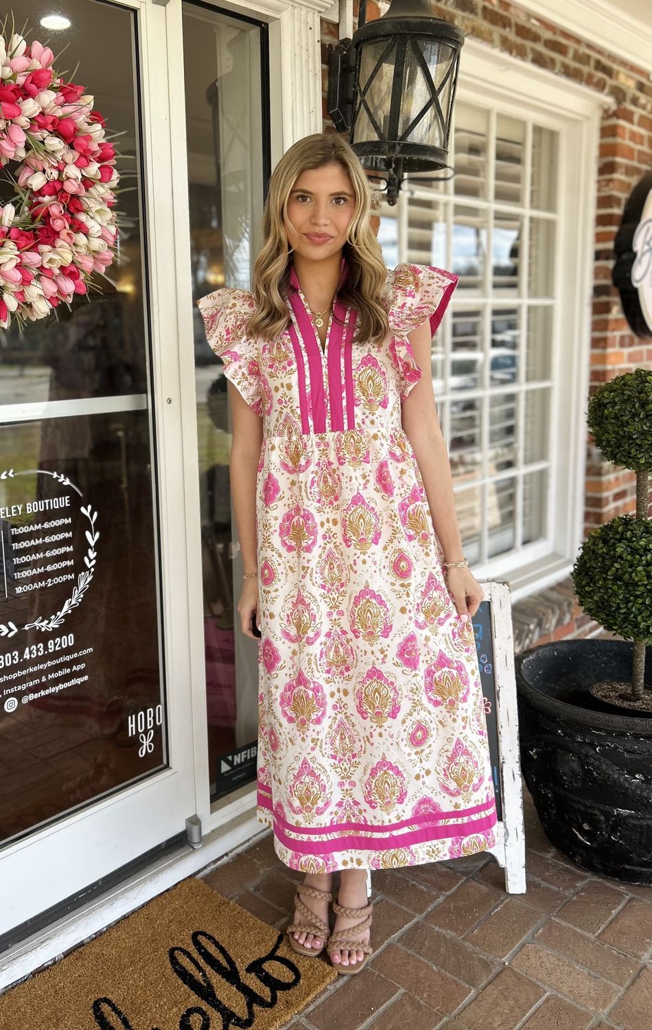 It's Just About That Time Pink Botanical Midi Dress
