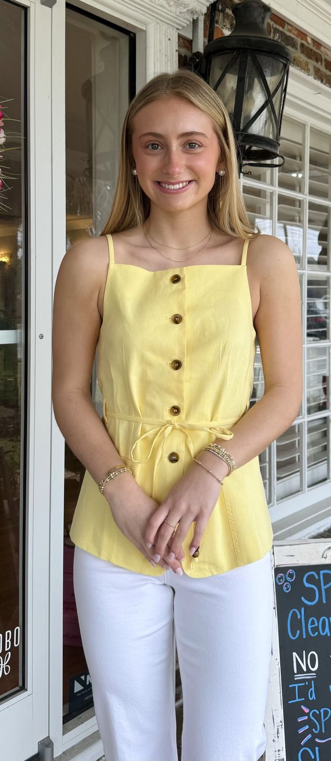 A Step Up Yellow Buttoned Down Top