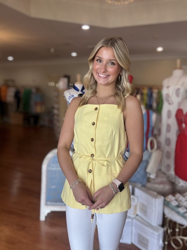A Step Up Yellow Buttoned Down Top