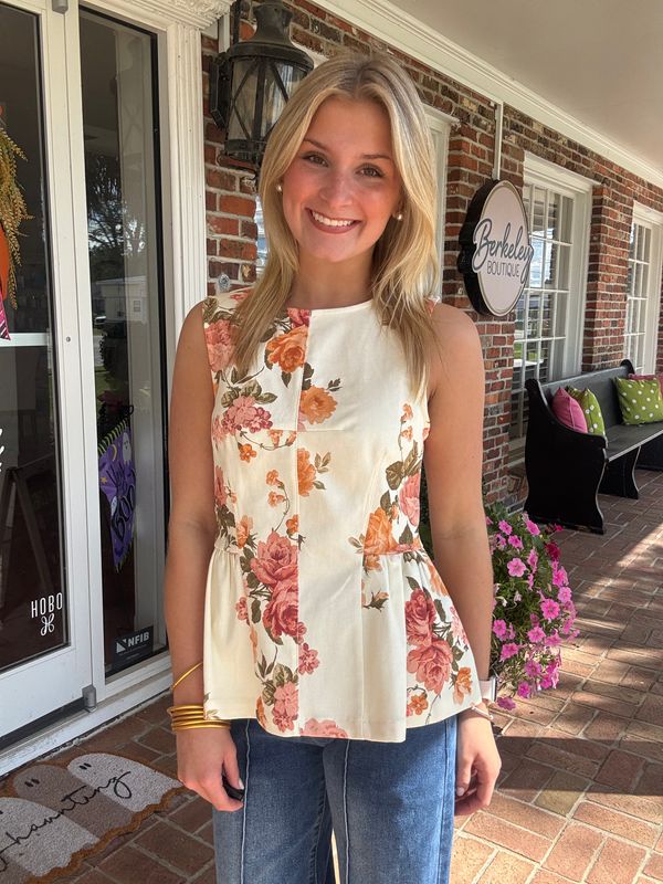Fit For A Tea Party Sleeveless Peplum Top