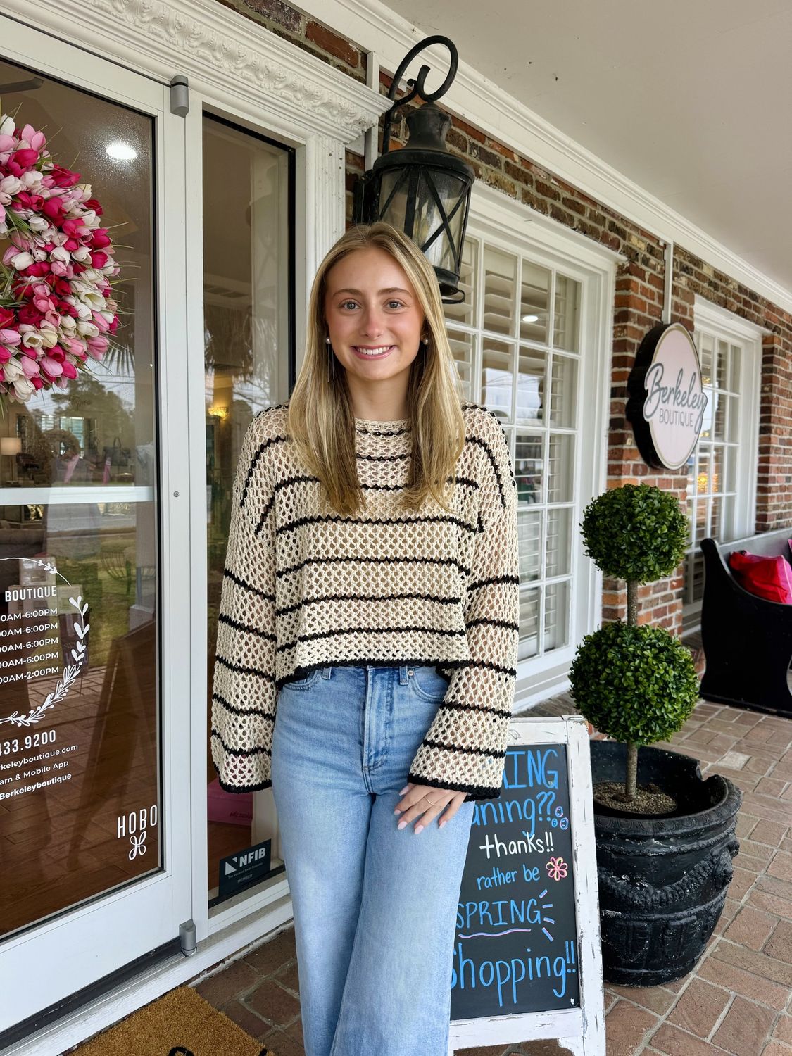 Made For This Lightweight Cream/Black Striped Sweater