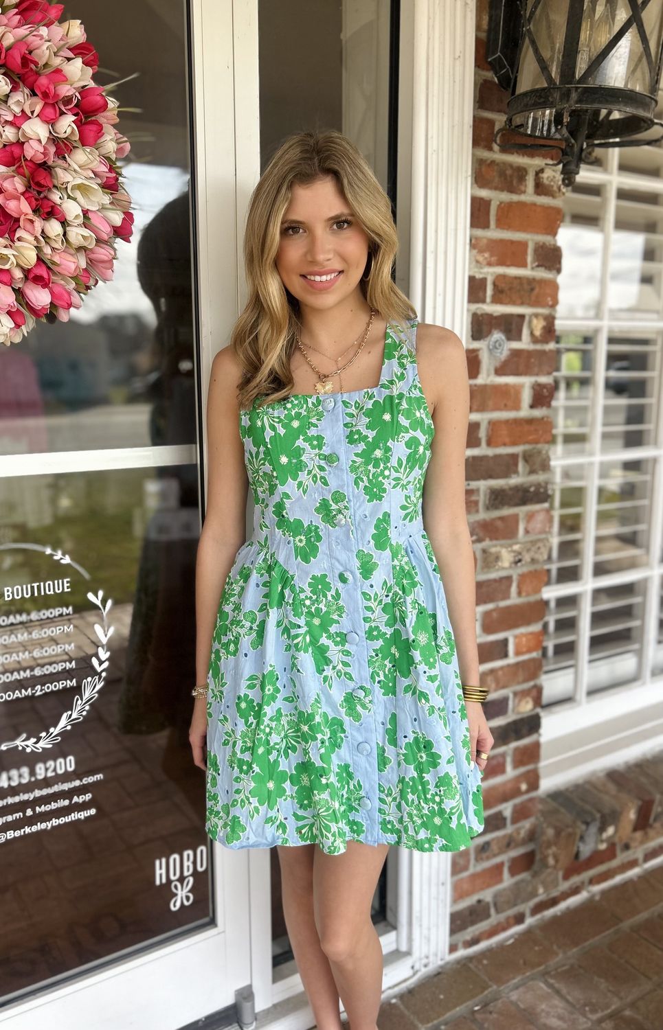 You're My Favorite Blue/Green Floral Mini Dress