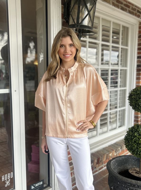 Couldn't Say No Front Zipper Oversized Top