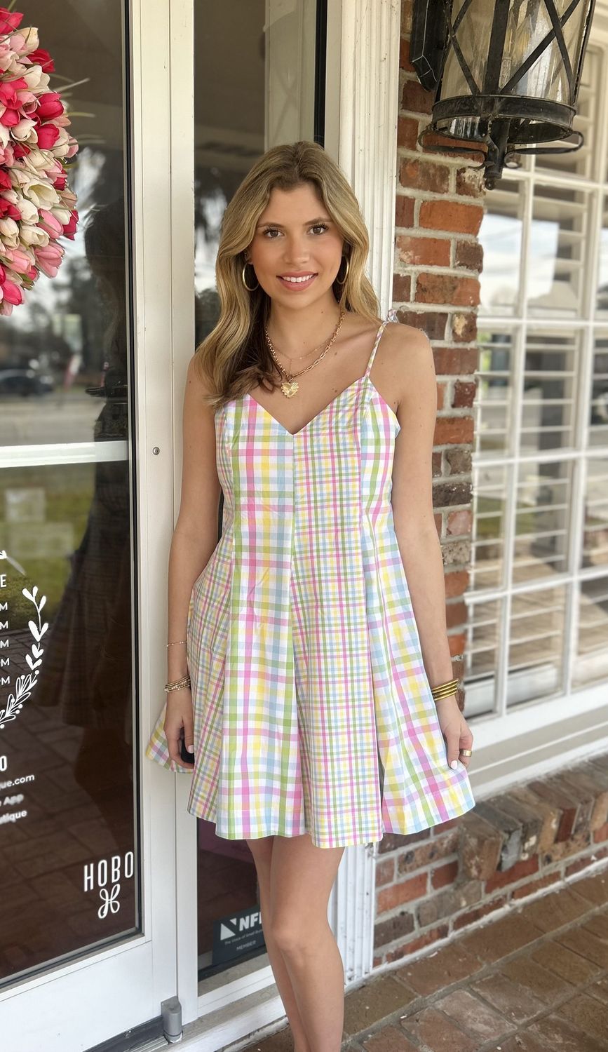 On The Hunt Pastel Plaid Mini Dress