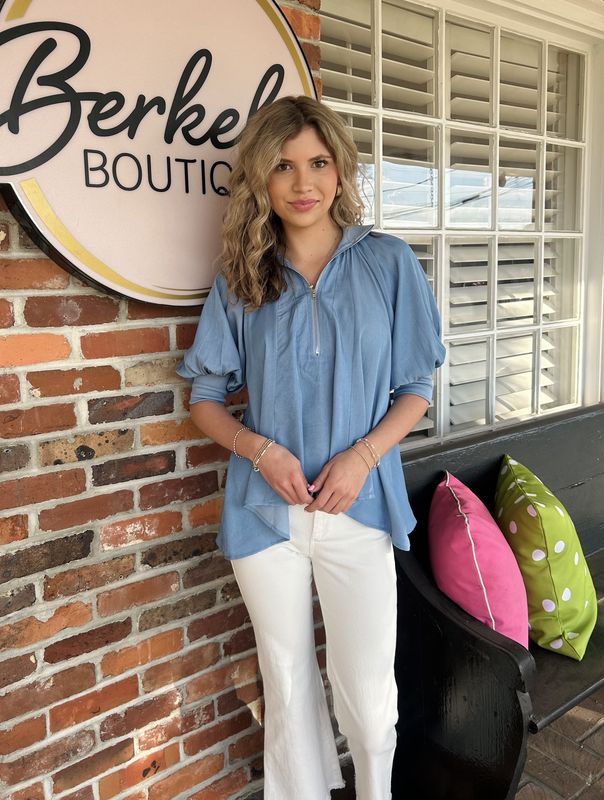 A Serendipitous Moment Sky Blue Blouse