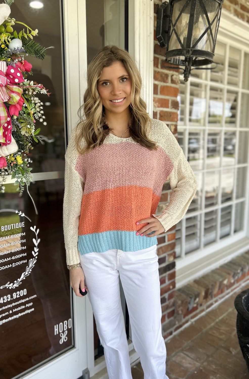 Hanging On Every Word Multi Colored Striped Sweater