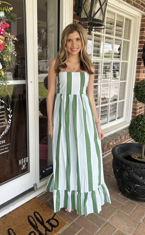 Rumor Has It Green/Blue Striped Maxi
