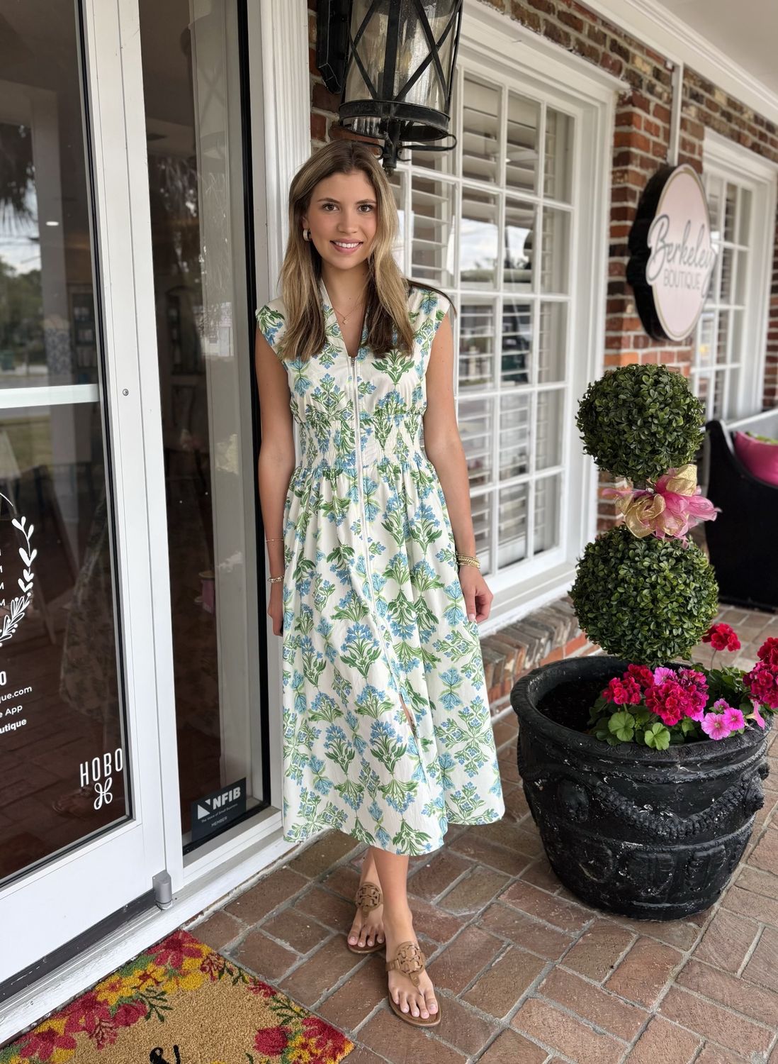 Pretty Unbothered, Smocked Waist Zip Up Midi