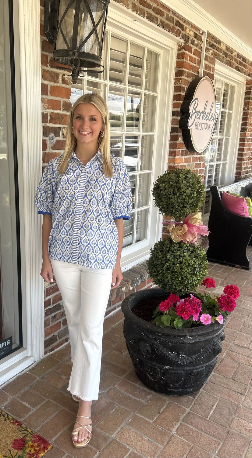 Simple Joys in Life, Short Sleeve Button Down Top