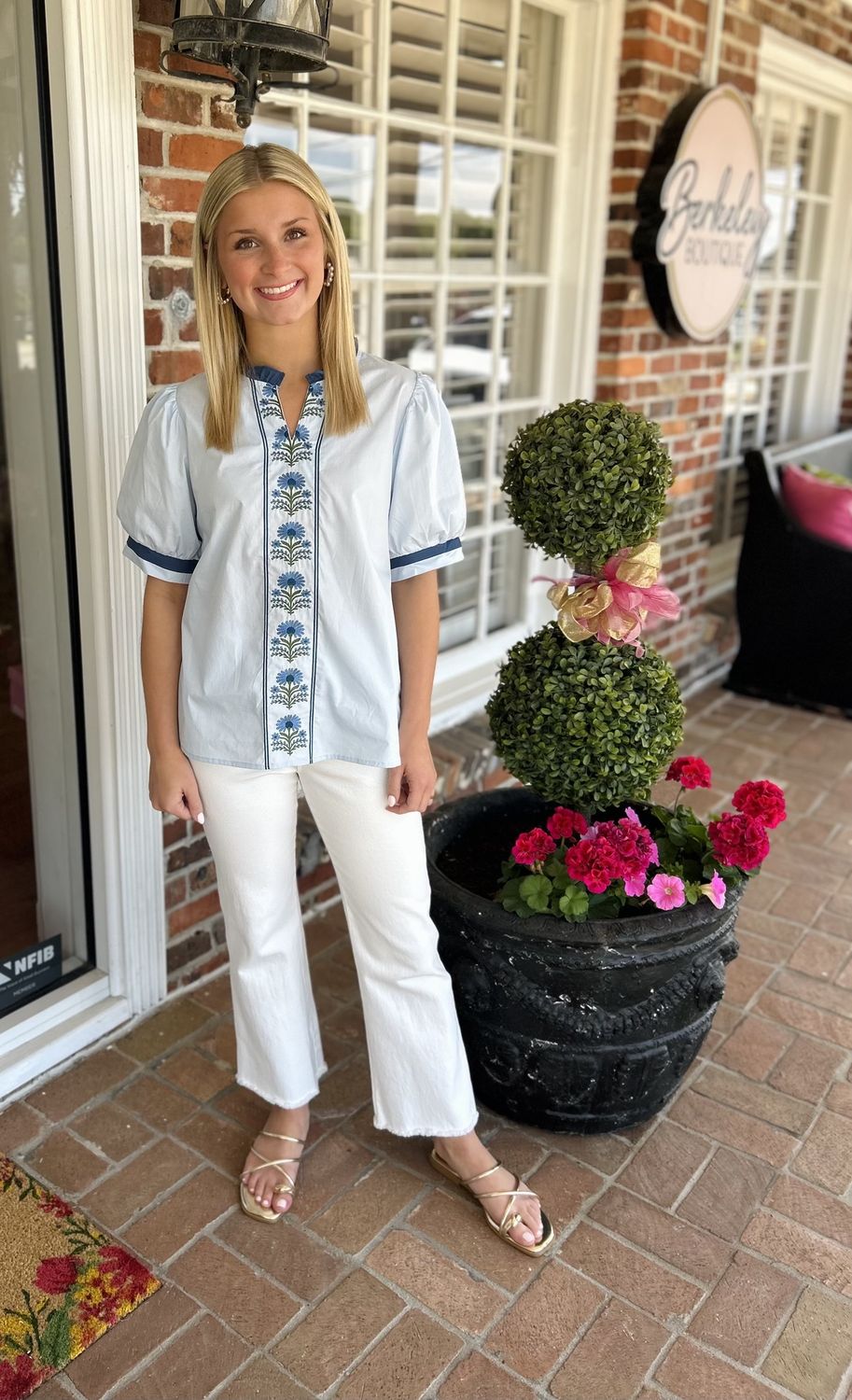 Oh, So Charming! Embroidered Short Sleeve Top