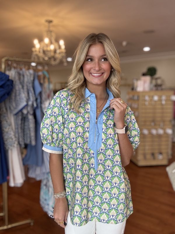 Catching Vibes &amp; Sunny Skies, Half Zip Blouse