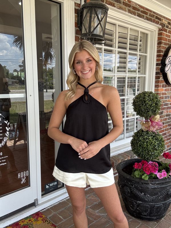 Always Choose Me Black Cord Keyhole Top