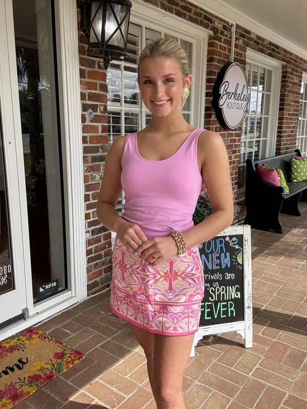 My Own Paradise Pink Printed Skort