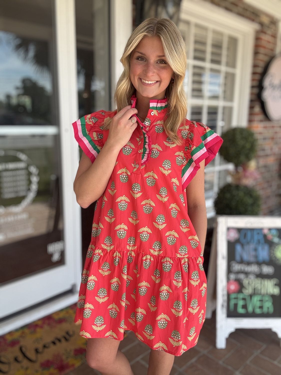 Always The Right Time Red Printed Dress