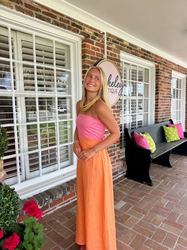 Made The Right Choice Pink/Orange Strapless Maxi