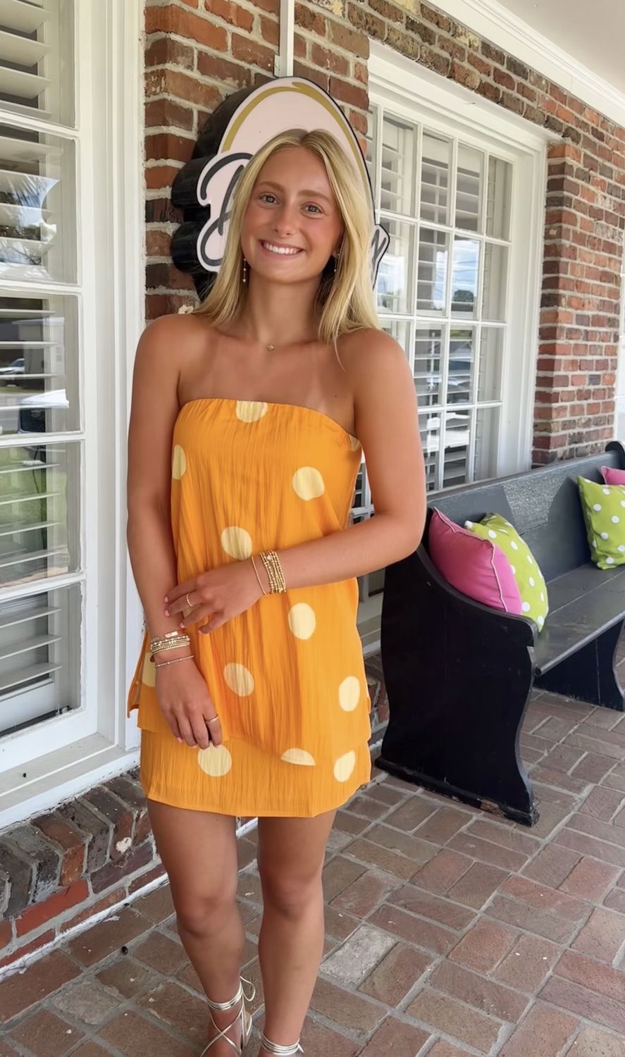 Mimosas And Sunshine Orange/Yellow Polka Dot Set