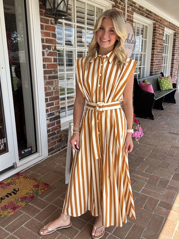Made the Right Call, Caramel Striped Midi