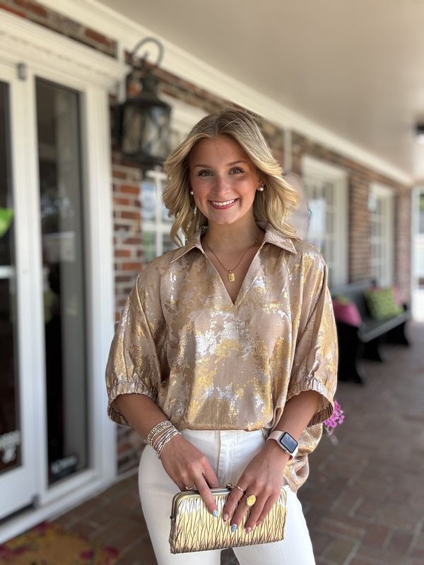 Pretty &amp; Powerful, Dolman Metallic Blouse