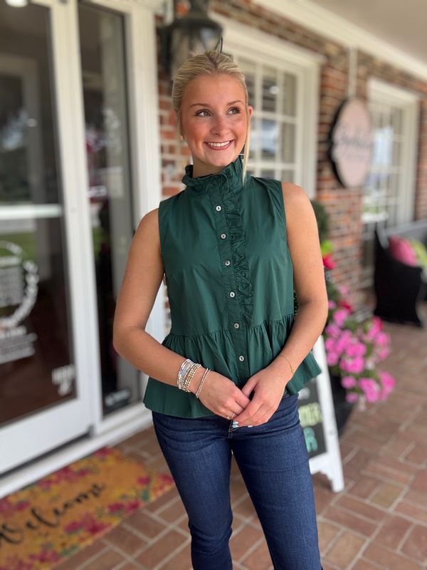 Save Me A Seat, Ruffle Collar Peplum Top