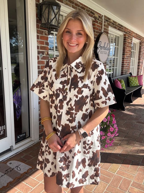 Keep Watching Cow Printed Dress