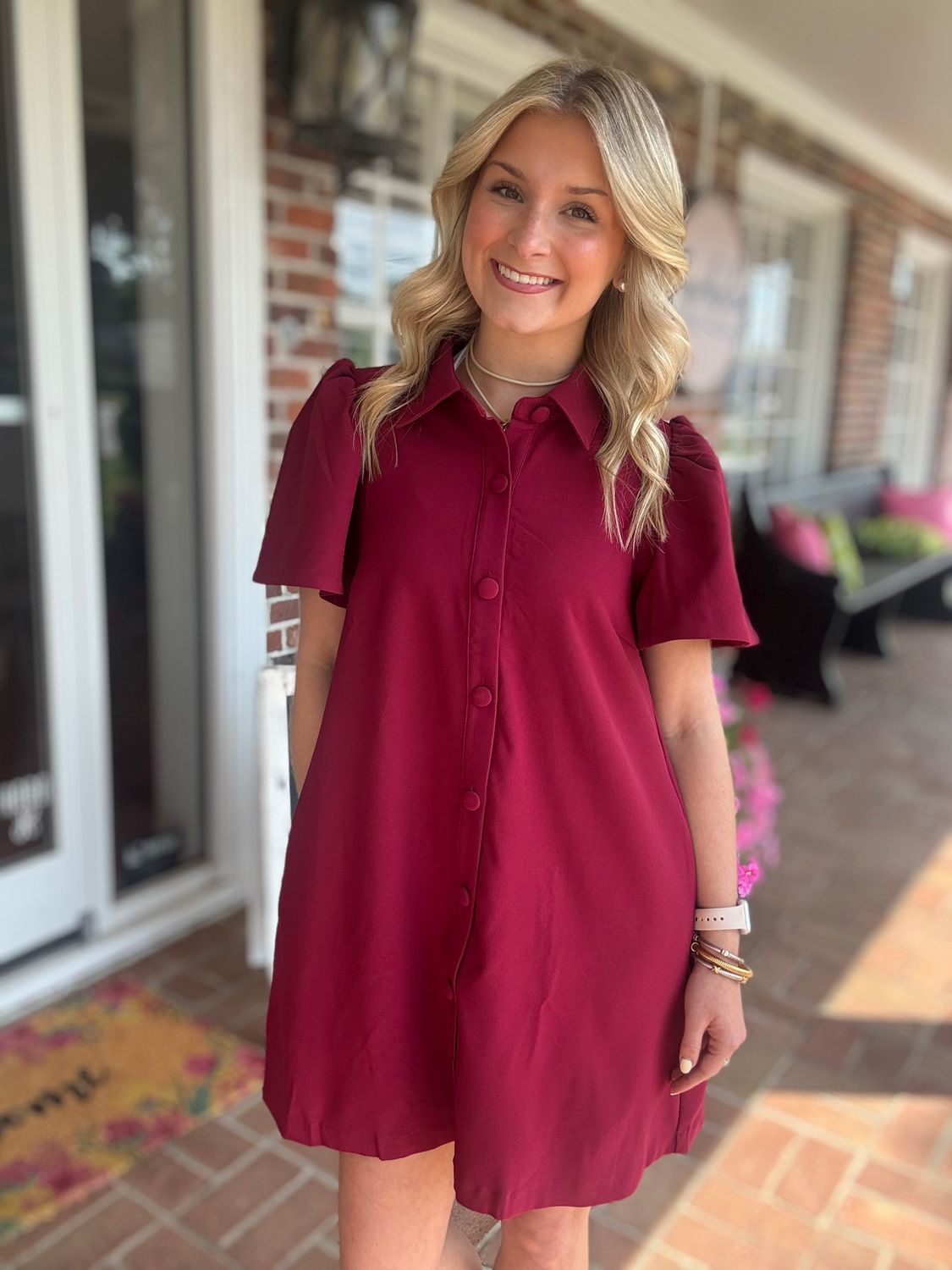 And You Were Saying..... Burgundy Button Down Dress