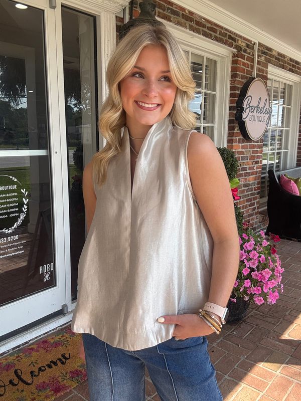 Sip, Sparkle &amp; Repeat, Champagne V Neck