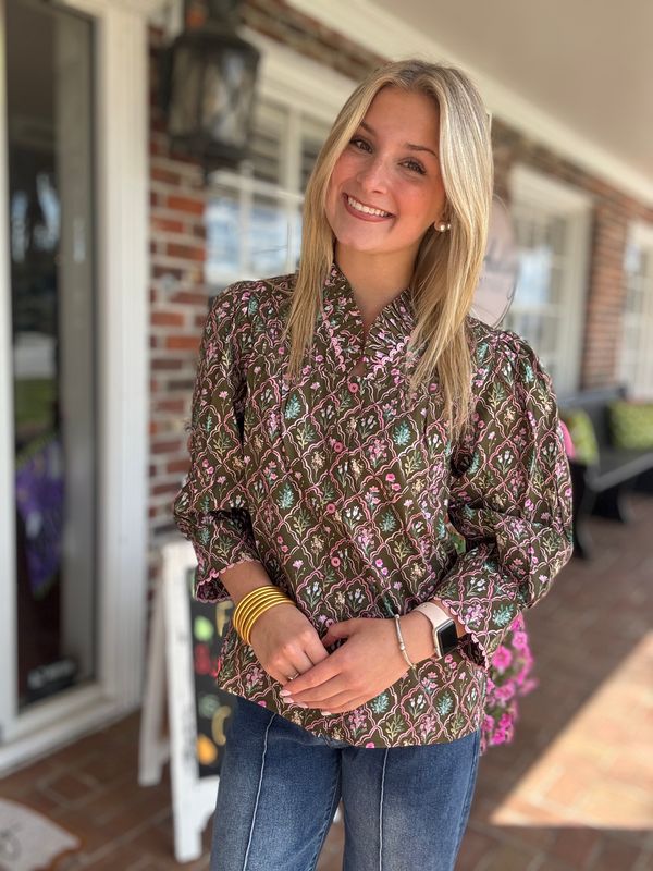 This Is My Day Brown Floral Top