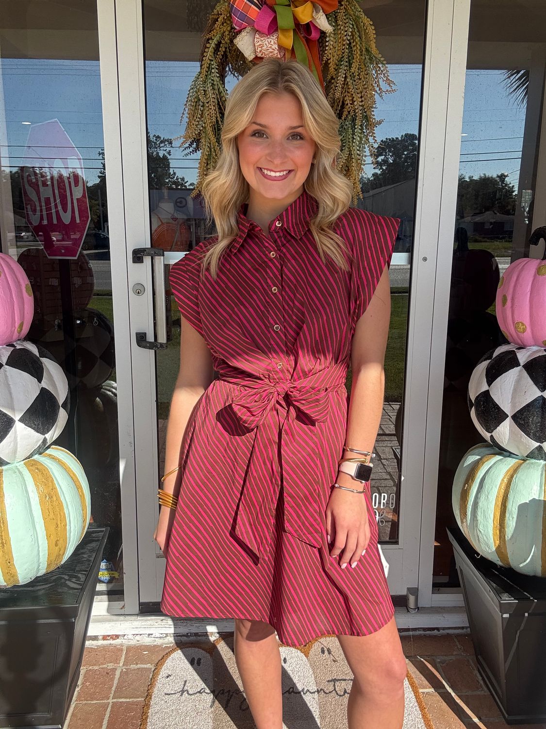Major Moves, Striped cap sleeve mini dress