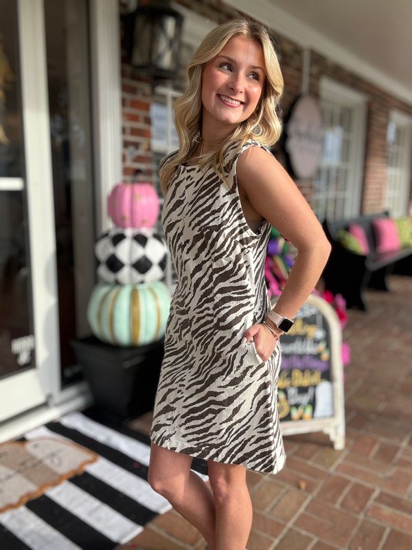 Take My Time Zebra Printed Sleeveless Dress