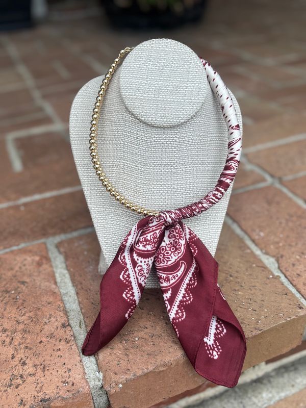 Gold Beads &amp; Silky Dreams Scarf Necklace